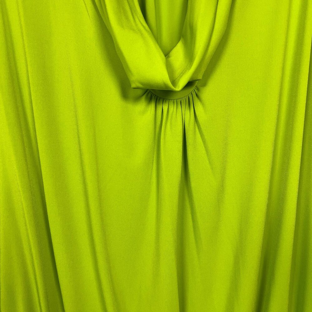 Y2K Express Lime Green Draped Sleeveless Cowl Neck Mini Dress Going Out Size L - Picture 6 of 11